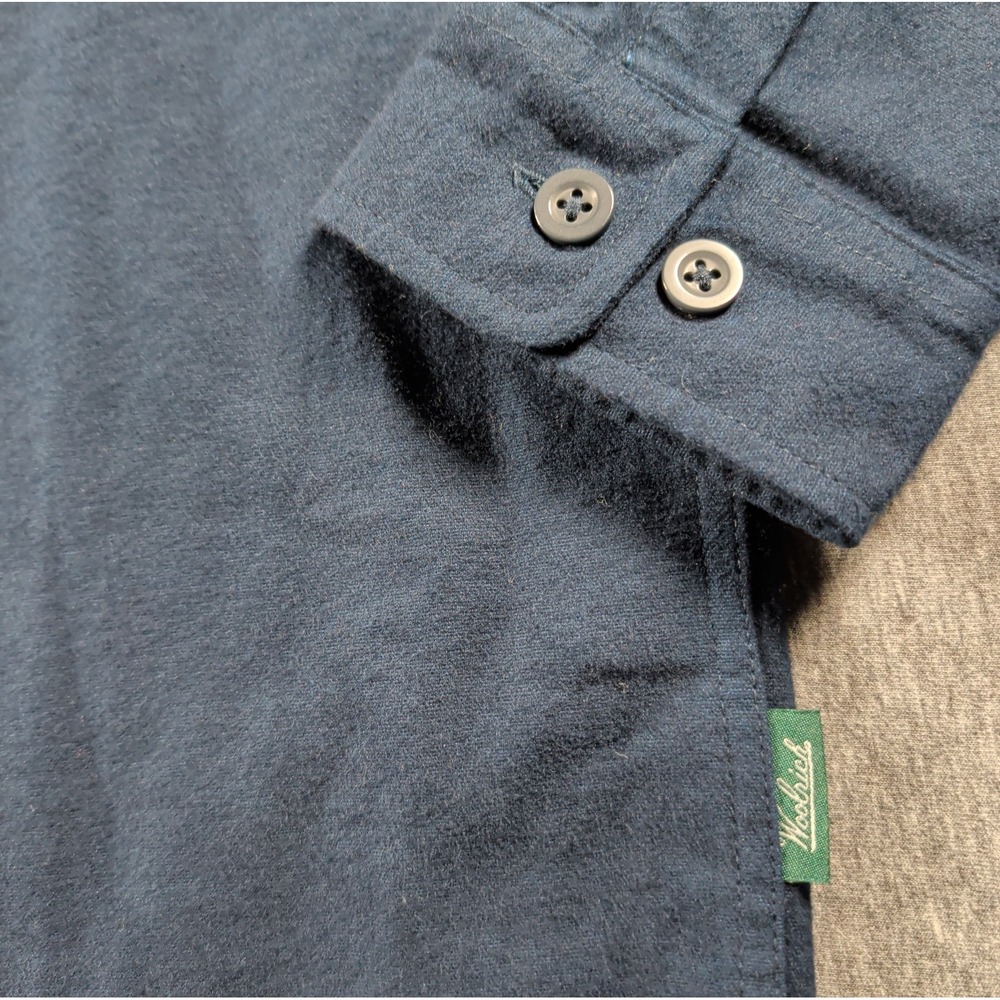 WOOLRICH Green Label Mens LS Shirt Chamois Cloth Flannel‎ Forest Navy L #5578 - Picture 7 of 9